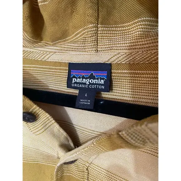 Patagonia Organic Cotton Hooded Henley Pullover Mens Large Mustard